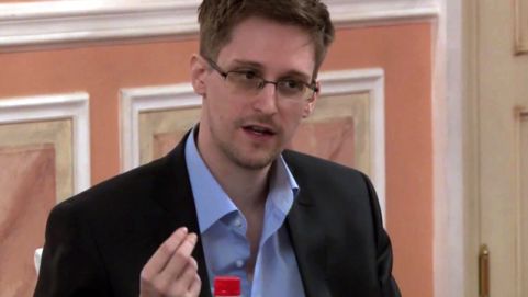 In this image made from video released by WikiLeaks on Oct. 11, 2013, former National Security Agency systems analyst Edward Snowden speaks during a presentation ceremony for the Sam Adams Award in Moscow, Russia. (AP Photo)