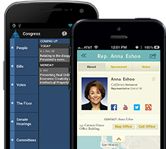 Screenshots of Congress apps for Android and iOS