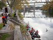 Philadelphia police prepare to search the Schuylkill River at Midvale and Kelly Drive on Tuesday morning for gun allegedly connected to a homicide. Photograph taken on Tuesday morning October 28, 2014. (ALEJANDRO A. ALVAREZ / STAFF PHOTOGRAPHER ) 