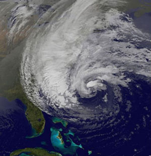 Hurricane Sandy as seen from NOAA's GOES-13 