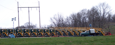 Frac tanks lined up near Houston, Pennsylvania