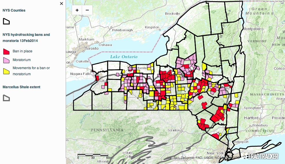 Bans, moratoria and movements against hydraulic fracturing for shale-gas in New York State