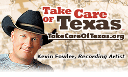 Take Care of Texas logo with Kevin Fowler