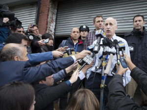 Don Weiss, a doctor with the New York City Health Department, outside The Gutter bowling alley in the Williamsburg neighborhood of New York on Friday. The bowling alley was visited by Craig Spencer, a Doctors Without Borders physician who tested positive for the Ebola virus in New York.