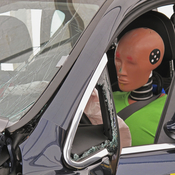 The new crash test dummy — not this one — will weigh 271 lbs and have a body mass index of 35. Automakers use the dummies to prove their vehicles are roadworthy.
