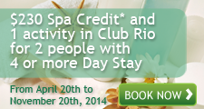 Specials & Promotions: Spa credits and Club Rio discount