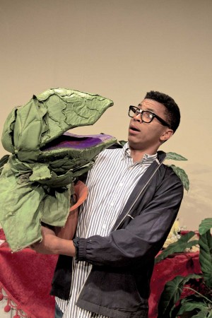 Gabriel Lawson comes face to, uh, face? with Audrey in Jubilee Theatre’s Little Shop of Horrors. See Sunday.