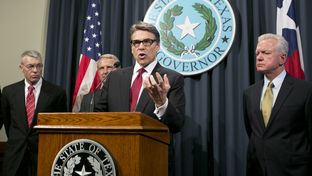 Gov. Rick Perry at a press conference on Oct. 17, 2014, discussing the state's Ebola prevention efforts.