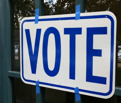 Voting sign. (John Myers/KQED)