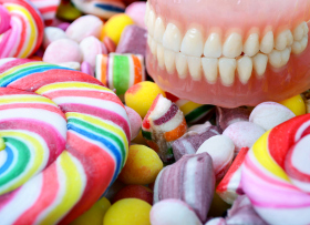 dentures on top of candy