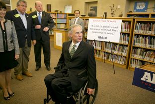 Attorney General Greg Abbott promoting his pre-kindergarten education proposal on April 2, 2014, at the IDEA Carver Academy in San Antonio.