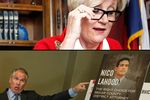 Personal injury lawyer Thomas J. Henry of Corpus Christi, (bottom) is backing Democrat Nicholas "Nico" LaHood in the Bexar County district attorney's race against 16-year Republican incumbent Susan Reed (top)..