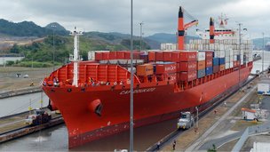 ship on Panama Canal 