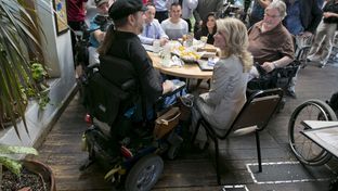 Texas gubernatorial Democratic candidate Sen. Wendy Davis speaks to group of supporters at Guero's Taco Bar on October 15th, 2014 in Austin, Texas