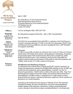 OGAP Letter to WY DEQ Regarding Clark Blowout