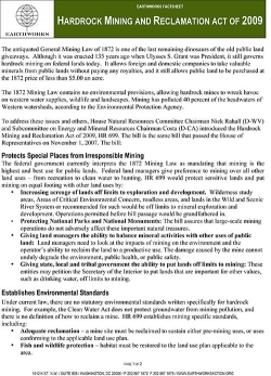 EARTHWORKS Fact Sheet: Hardrock Mining and Reclamation Act of 2009