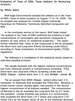 Evaluation of Town of DISH, Texas Ambient Air Monitoring Analysis