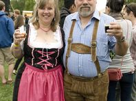 ROBYN WISHNA/Contributed
Annette and Frank White, of Lansing show off their Oktoberfest outfits that they bought in Germany. Thousands of beer lovers enjoyed 45 local, regional, and international breweries at the fourth annual Ithaca Brew Fest at Stewart Park.