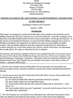 Chemicals Used in Oil and Natural Gas Development and Delivery in New Mexico