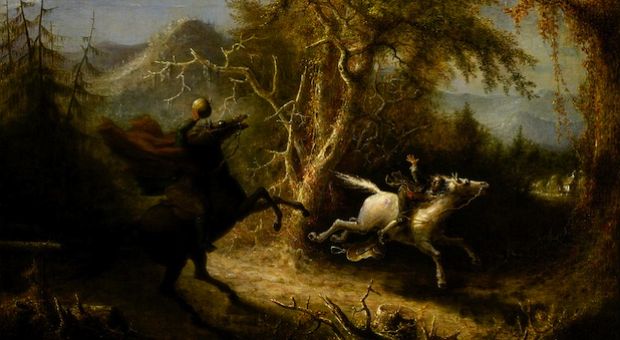 "John Quidor - Headless Horseman Pursuing Ichabod Crane - Smithsonian" by John Quidor.