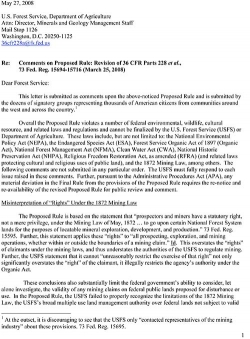 Joint comments on 2008 Forest Service 228 mining rule proposed rule