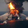 Fire boat response crews battle the blazing remnants of the off shore oil rig Deepwater Horizon in the Gulf of Mexico on April 21, 2010 near New Orleans, Louisiana.