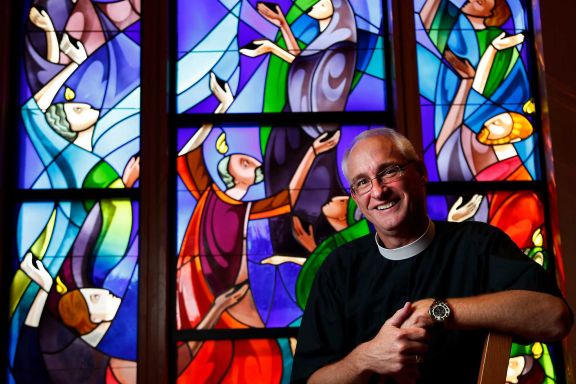 The Reverend Clay Lein, the new rector at St. John's Episcopal Church, Thursday, Oct. 30, 2014, in Houston.