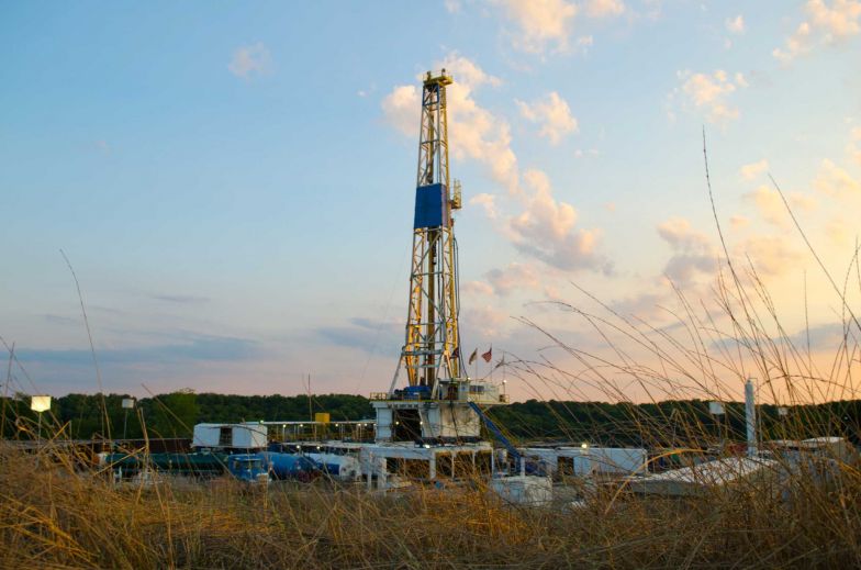 Shale producers like Chesapeake Energy, which operates this rig in Ohio's Utica Shale, rely on debt that could be less available if the Federal Reserve raises interest rates.