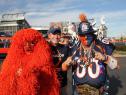 CBS4's Mark Neitro captured this photo of CBS4's Justin McHeffey, center, with "the Bronconater," right, and another major Broncos fan.