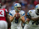 LONDON, ENGLAND - OCTOBER 26:  Matthew Stafford #9 of the Detroit Lions looks to pass the ball during the NFL match between Detroit Lions and  Atlanta Falcons at Wembley Stadium on October 26, 2014 in London, England.  (Photo by Jamie McDonald/Getty Images)