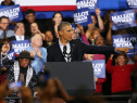 BRIDGEPORT, CT - NOVEMBER 02: U.S. President Barack Obama speaks in support of Connecticut Governor Dan Malloy on November 2, 2014 in Bridgeport, Connecticut. On the weekend before Election Day the president is trying to energize the Democratic base to get out and vote. Polls show a tight race in many states with most analysts predicting that the Republicans are on track to make gains and possibly control the U.S. Senate. Malloy is currently in a dead heat with Republican Tom Foley. (Photo by Spencer Platt/Getty Images)