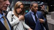 Ray Rice (R) and his wife Janay arrive for a hearing on November 5, 2014 in New York City. Rice is fighting his indefinite suspension from the NFL after being caught punching his wife in an Atlantic City casino elevator in February 2014. (Photo by Andrew Burton/Getty Images)