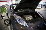 The Nissan LEAF Electric Car on display at the Houston Auto Show on Jan. 21, 2014. The Nissan LEAF gets the equivalent of about 129 miles per gallon in the city. (Marie D. De Jesus/Houston Chronicle)