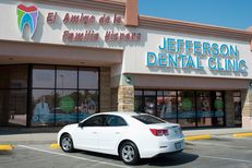 A nod to the city's changing demographics, the masthead for a branch of Jefferson Dental Clinics in Irving, Texas includes a large Spanish-language sign on its storefront that reads, “A friend of the Hispanic family.”