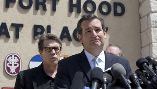 U.S. Sen Ted Cruz and Gov. Rick Perry at Fort Hood on April 4, 2014.