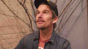 Ethan Hawke, backstage at The Bell House in Brooklyn, N.Y. Later, he would serenade Ask Me Another's winning contestant.