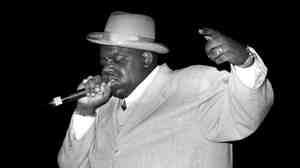 The Notorious B.I.G. performing at the Meadowlands in New Jersey in 1995.