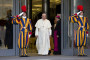 Pope Francis leaves at the end of an afternoon session of a two-week synod on family issues, at the Vatican, Friday, Oct. 10, 2014. (AP)