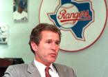Before he was President, George W. Bush was the owner of the Texas Rangers baseball team. He still attends many of their games, sitting next to current owners Nolan Ryan and Chuck Greenberg.