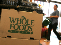 The Whole Foods logo adorns a cardboard box at a Whole Foods Market. (credit: Justin Sullivan/Getty Images)