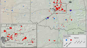 A map showing seismic activity in Oklahoma since 1970.