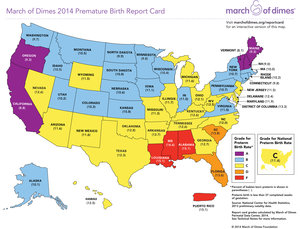 The March of Dimes gives the United States an overall "C" grade in preventing preterm births.
