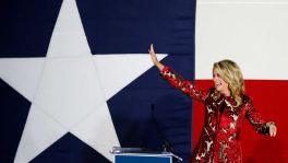 Democratic gubernatorial candidate Wendy Davis waves to supporters after conceding Tuesday in Fort Worth, telling them "the only way that we will have lost tonight is if we stop fighting."