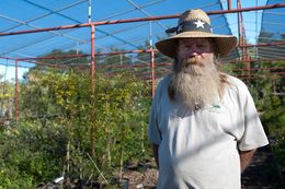 Paul Dowlearn poses for a portrait at Wichita Valley Nursery in Wichita Falls on Oct. 7. Dowlearn has been collecting rain water for years.