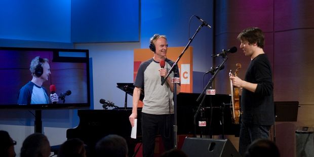 Joshua Bell with John Schaefer on Soundcheck in The Greene Space