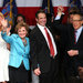 Gov. Andrew M. Cuomo, center, after his victory on Tuesday night.