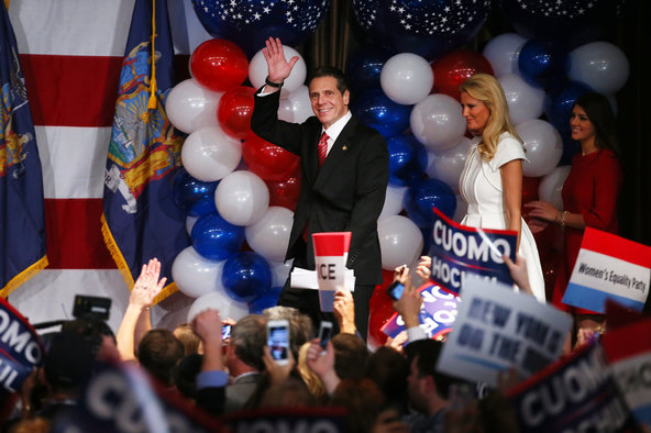 The current and future governor, Andrew M. Cuomo, with his partner, Sandra Lee.