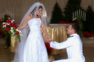 The author and her husband at their wedding.