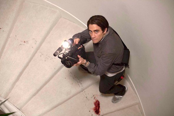 Jake Gyllenhaal as a freelance videographer who specializes in grisly crime and accident scenes in Dan Gilroy’s “Nightcrawler.”