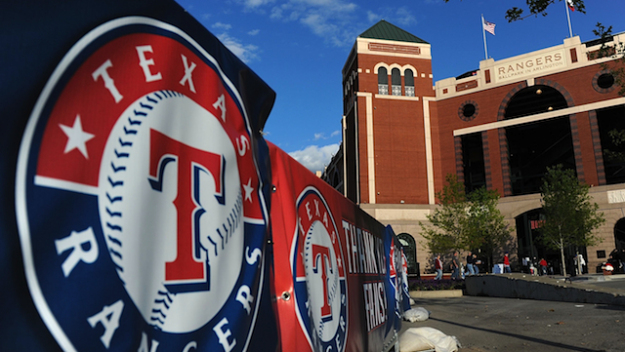 View of Rangers Ballpark in Arlington before a game. (credit: Ronald Martinez/Getty Images)